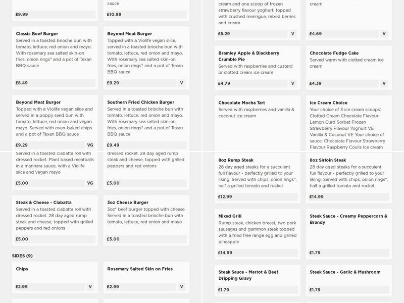 Flying Scotsman Menu