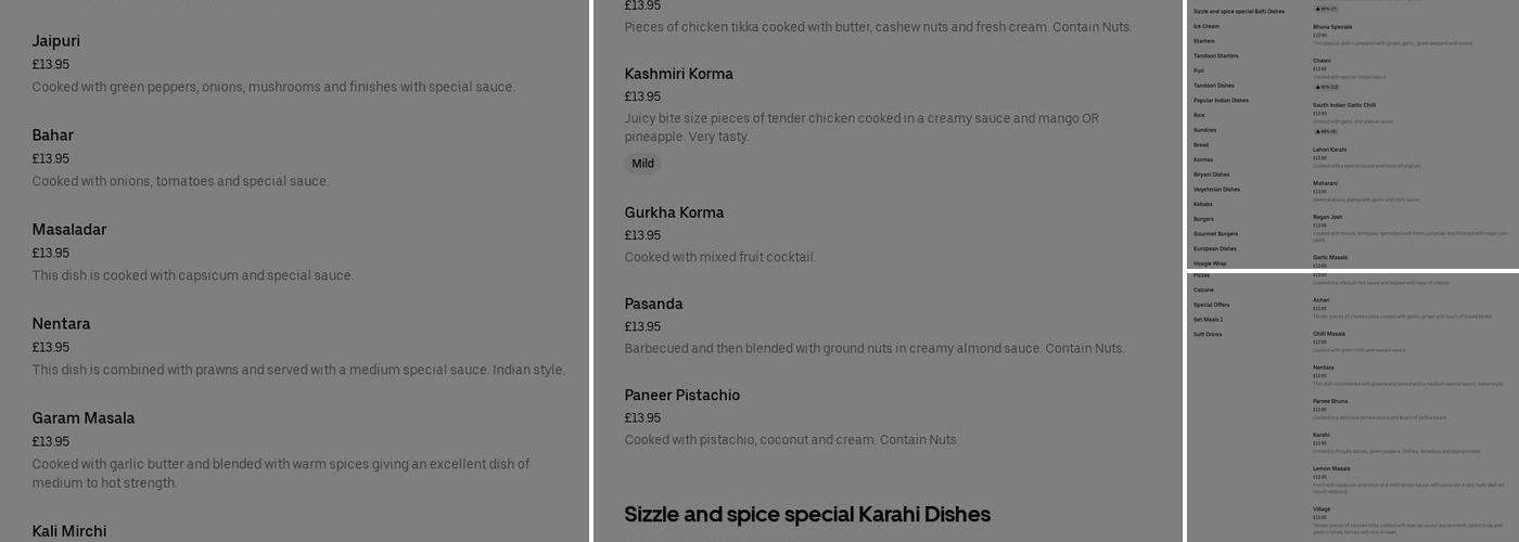 Sizzle & Spice Menu