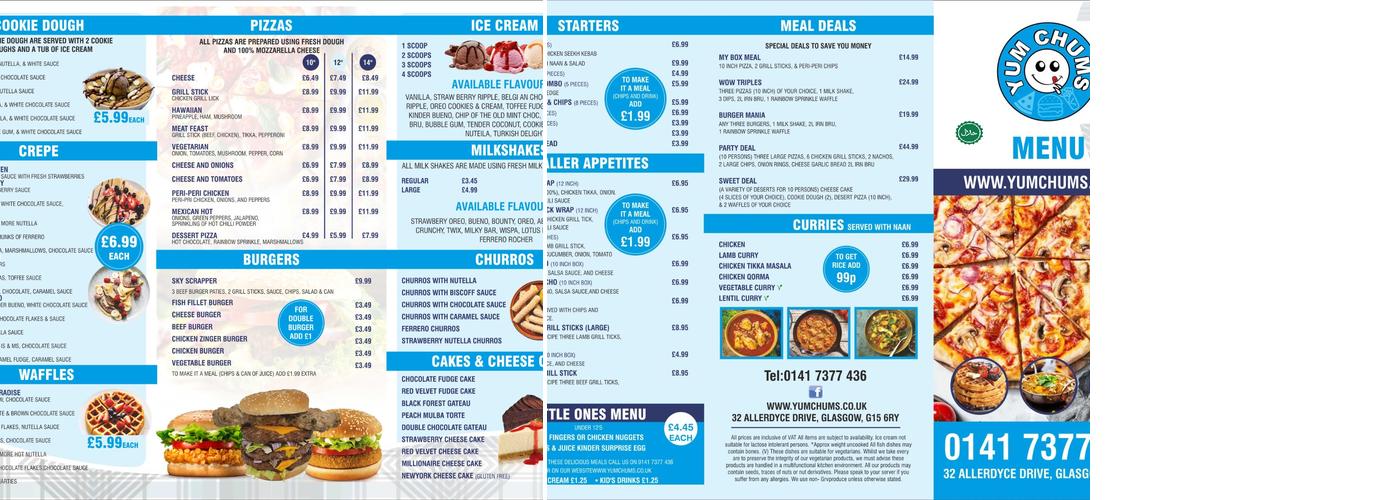 Yum Chums Menu