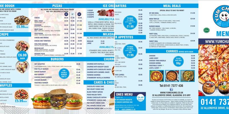 Yum Chums Menu