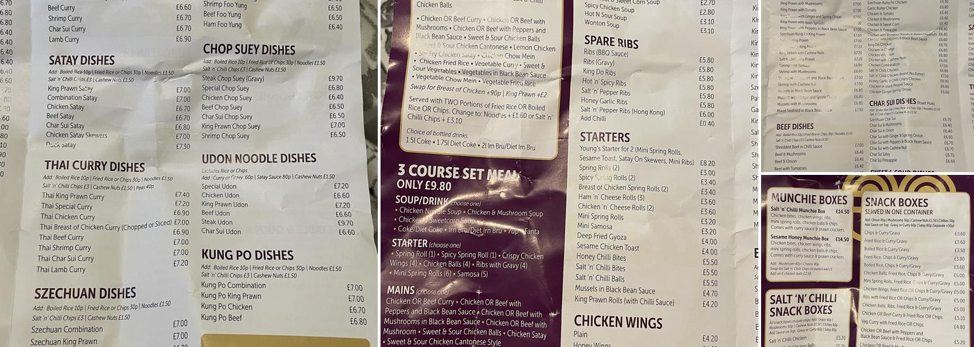 Young’s kitchen Menu