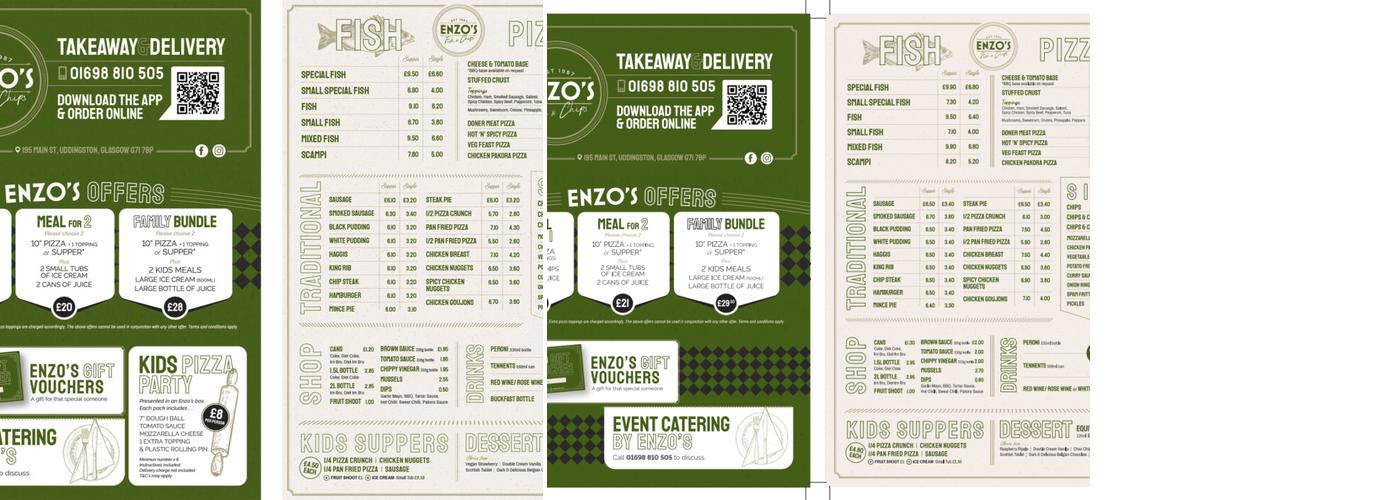 Enzos Uddingston Menu