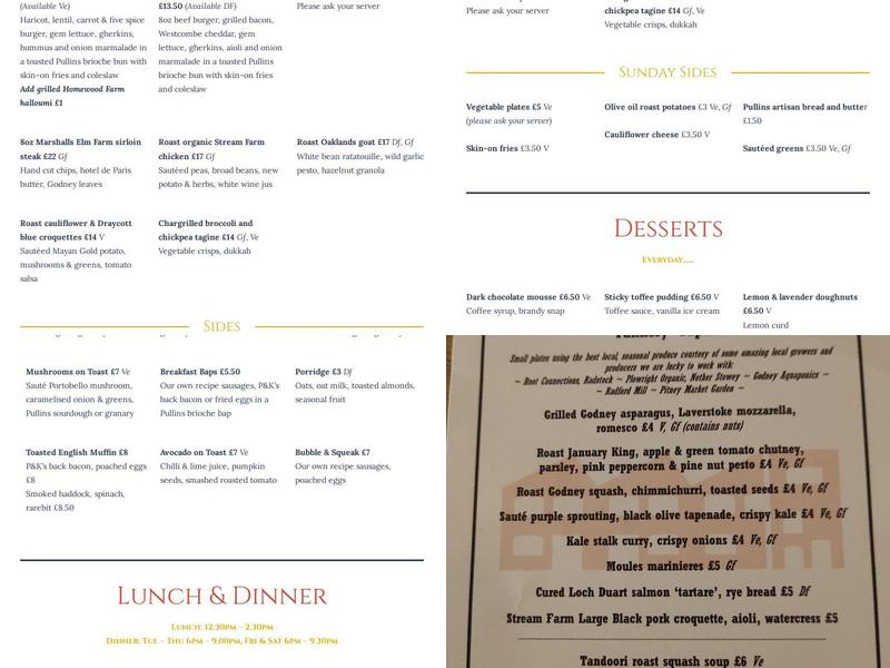 The Old Tannery Menu