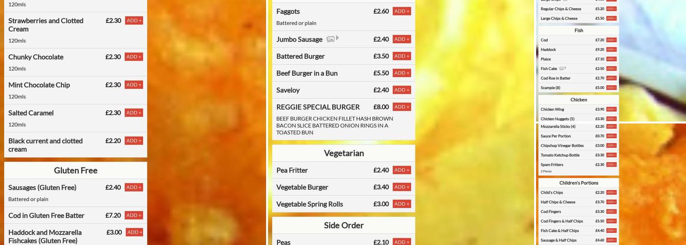 Rosie & Tersea's Fish Bar Menu