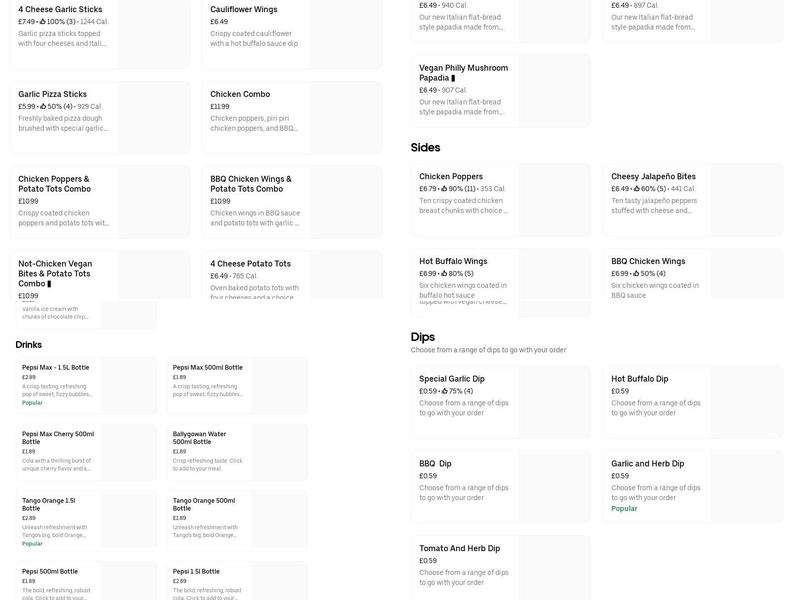 Papa Johns Pizza Menu