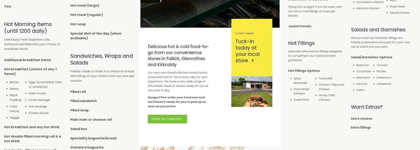 David's Kitchen Menu