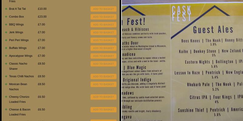 Cask & Kitchen Menu