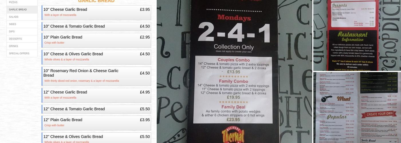 The pizza place hadfield Menu