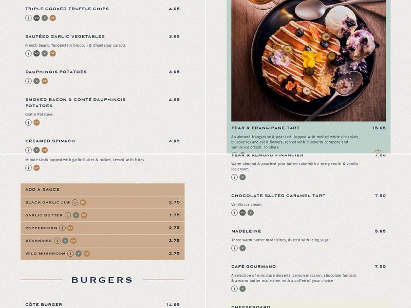 Côte Gloucester Menu