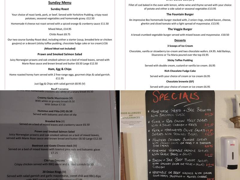 The Fountain Inn Menu