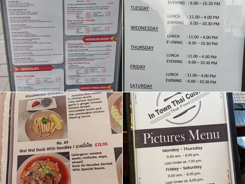 In Town Thai Cuisine Menu