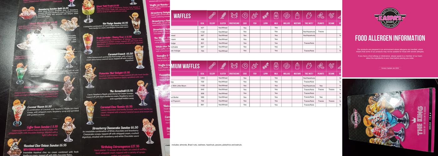 Kaspa's Gloucester Menu