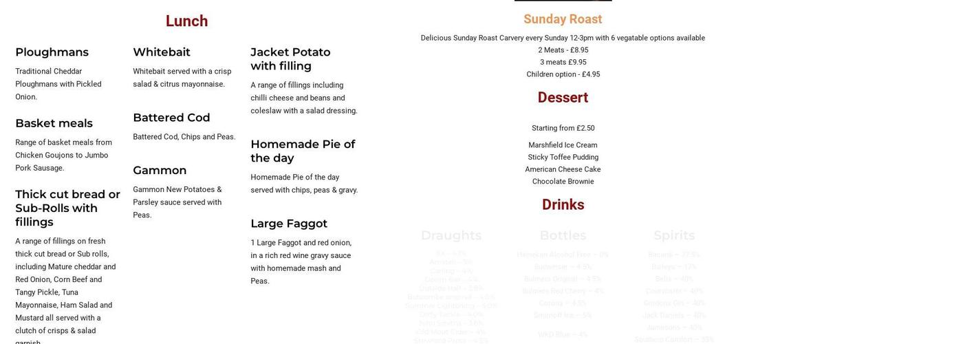 The Linden Tree pub Menu