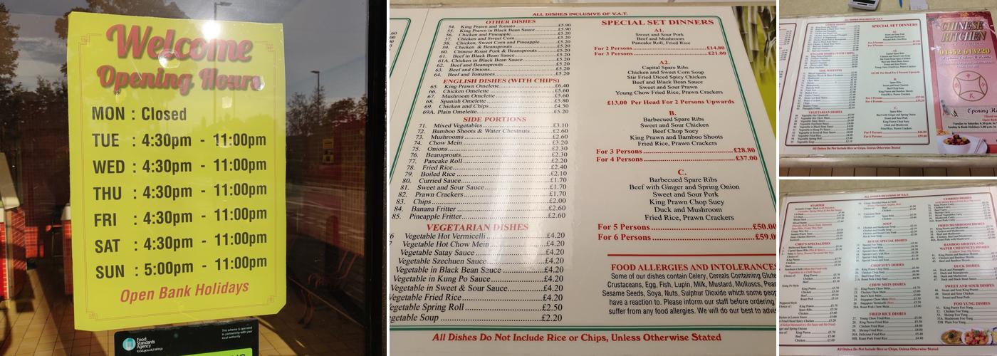 Chinese Kitchen Menu