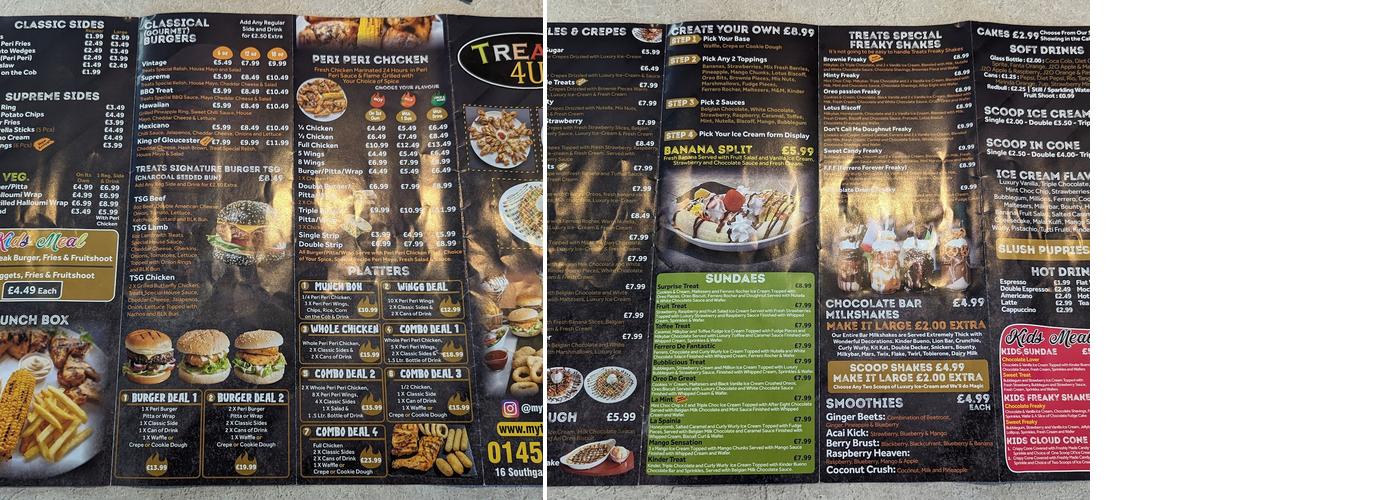 Treats 4U Gloucester (Grill & Dessert) Menu