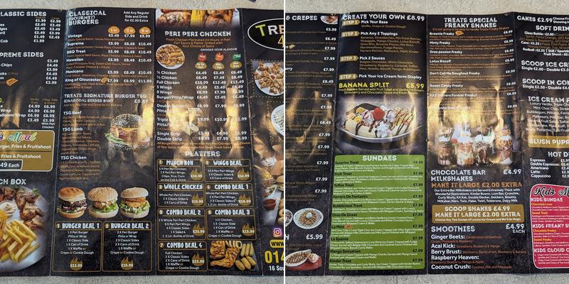 Treats 4U Gloucester (Grill & Dessert) Menu