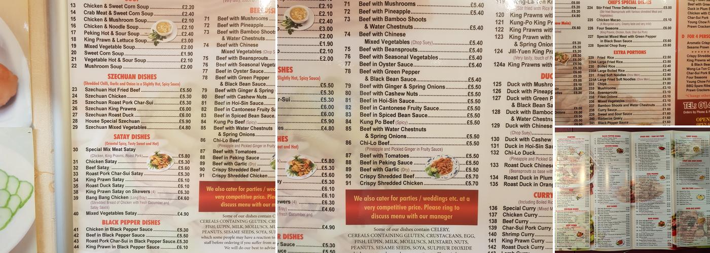 Taipan Chinese Takeaway Menu