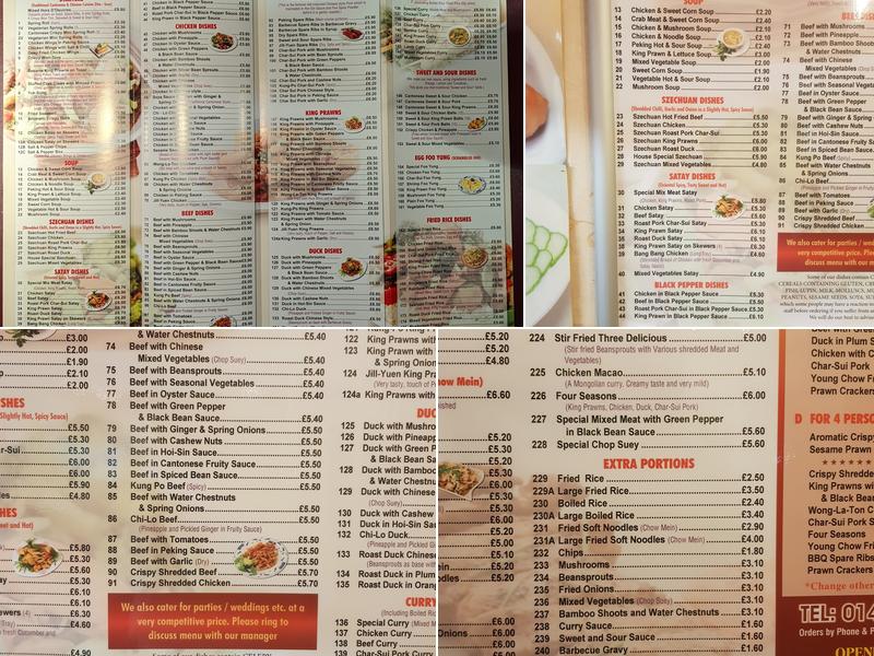 Taipan Chinese Takeaway Menu