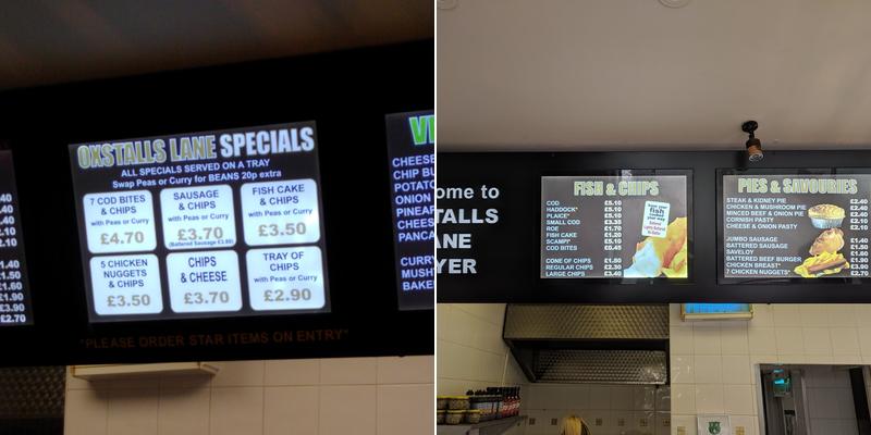 Oxstalls Lane Fryer Menu