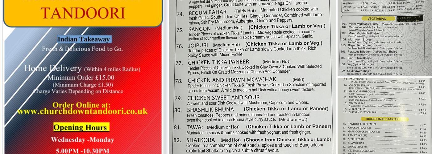 Churchdown Tandoori Menu