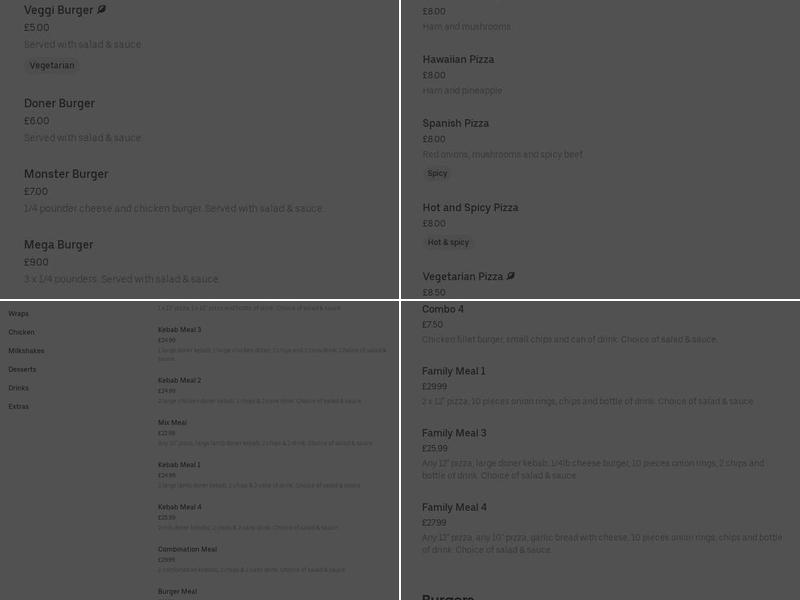 Flames Pizza & Kebab Menu