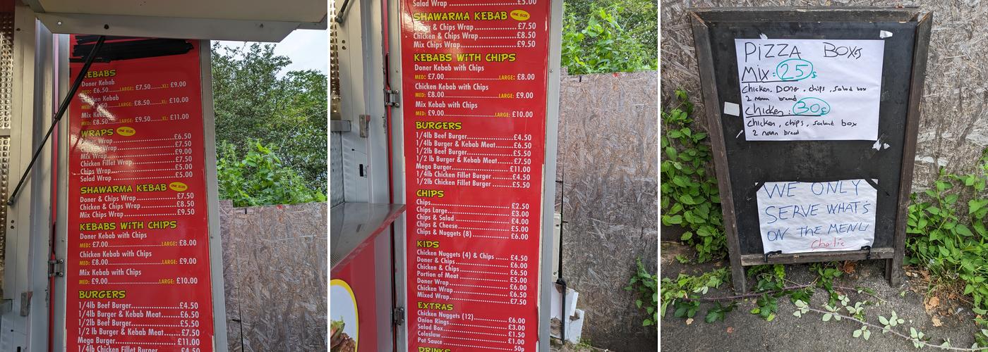 Charlies kebabs Menu