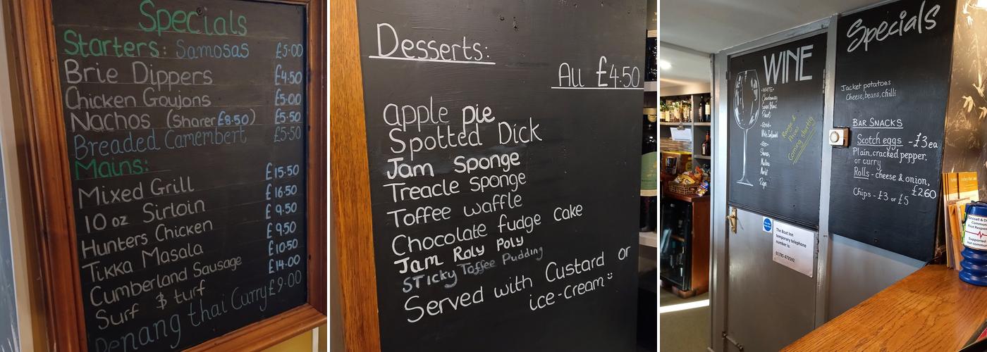 The Boat Inn Menu
