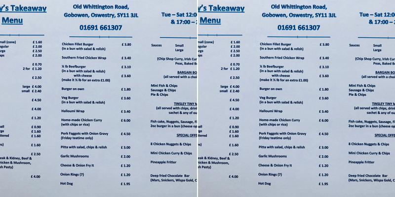 GOBOWEN'S Quality Fish and Chips Menu