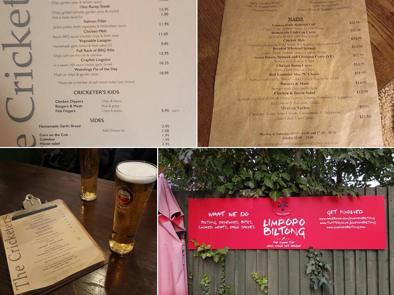 The Cricketers, Farncombe Menu