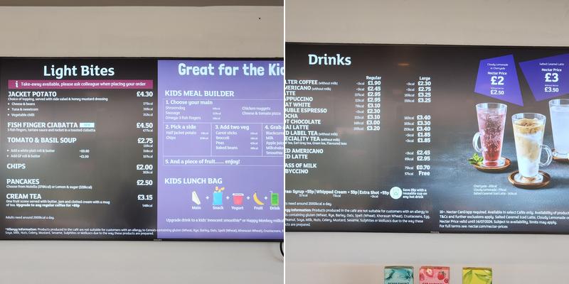 Sainsbury's Café Menu