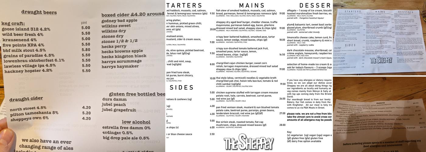 The Sheppey Menu