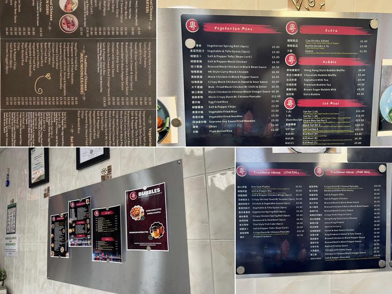 Bubbles Takeaway Menu