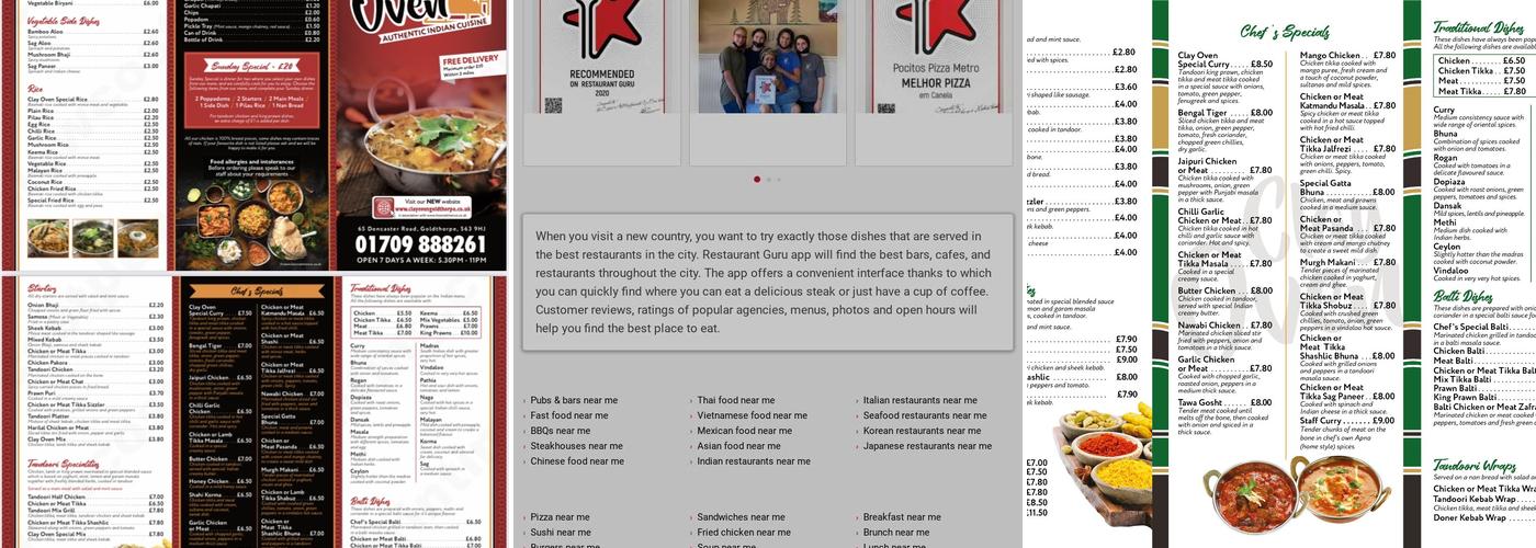 Clay Oven goldthorpe Menu