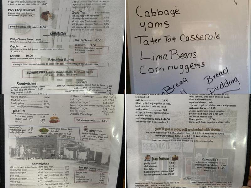 Pope Mini Storage Menu