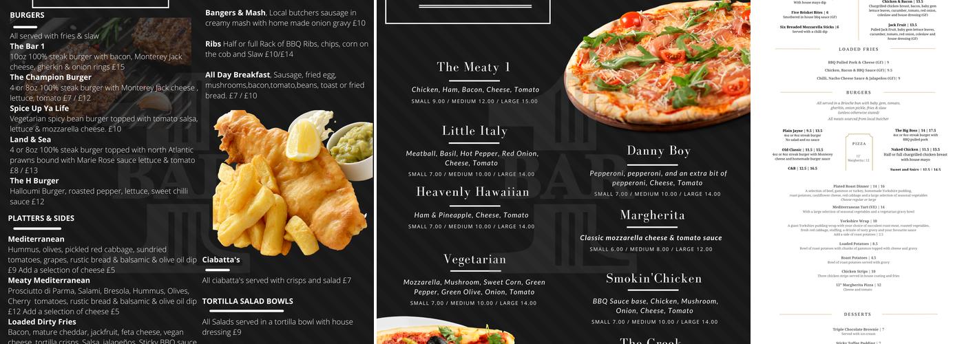 Bar 1 Menu