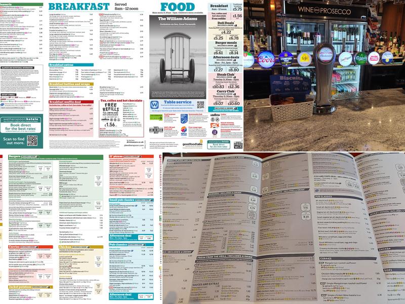 The William Adams Menu