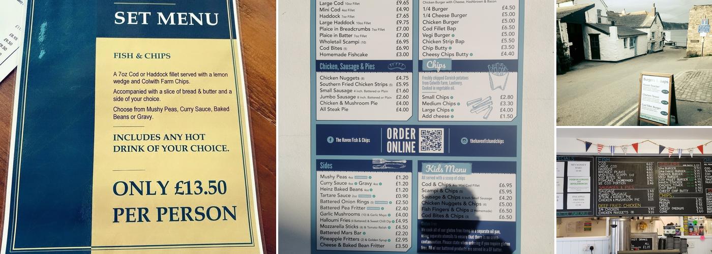 The Haven Fish & Chips in Gorran Haven Menu