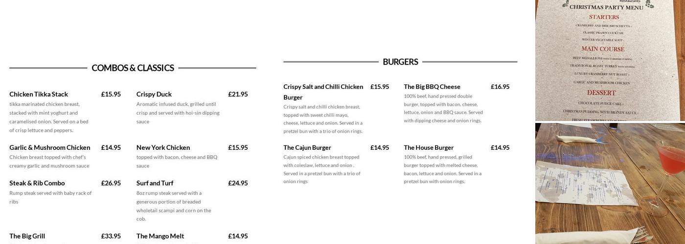 Seagers Restaurant Menu