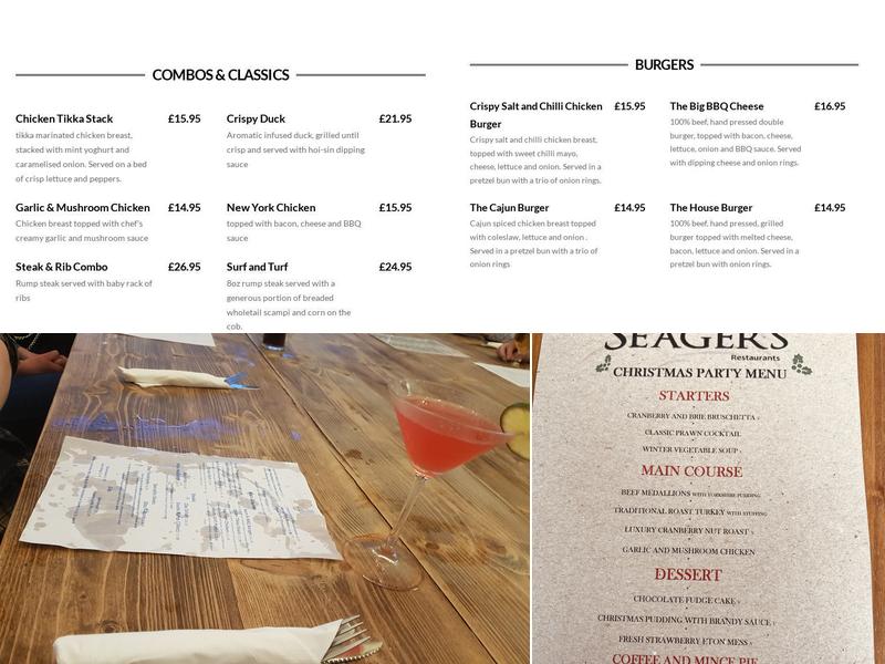 Seagers Restaurant Menu