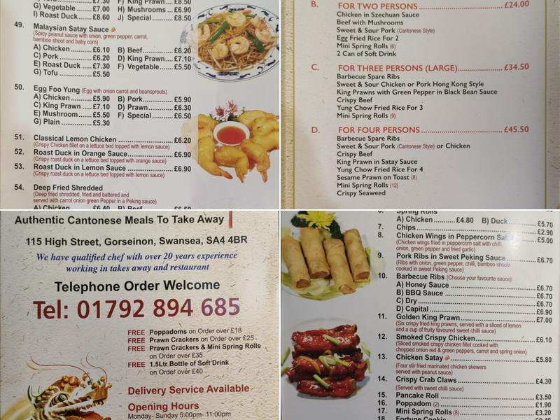 Mai Hong - Chinese Takeaway - Gorseinon, Swansea Menu