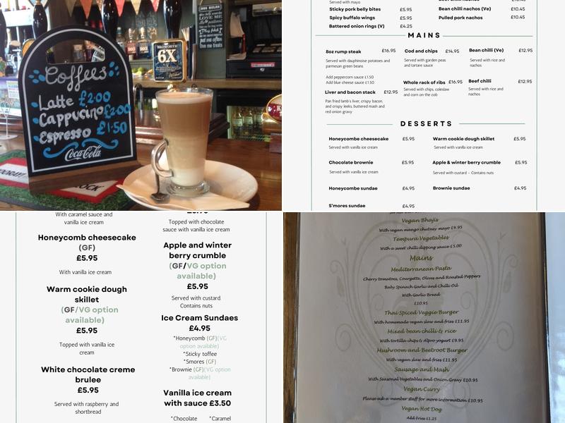 The Fighting Cocks, Alverstoke Menu