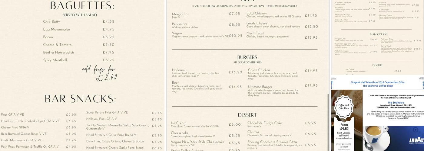 The Seahorse Pub Menu