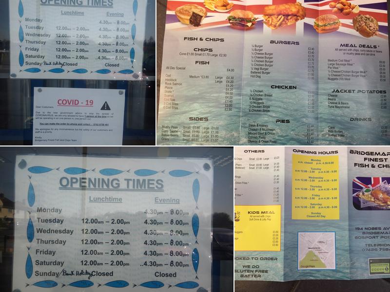 Bridgemary's Finest Fish & Chips Menu