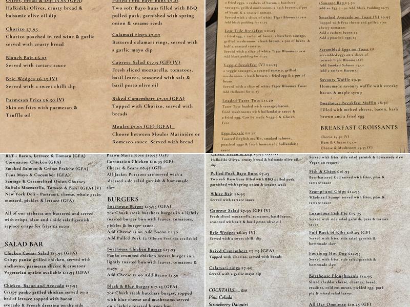 The Boathouse Menu