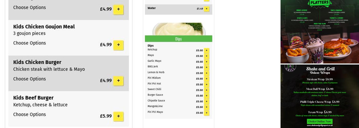 Shake and Grill Menu