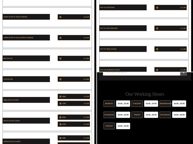 King Kebab & Pizza Menu