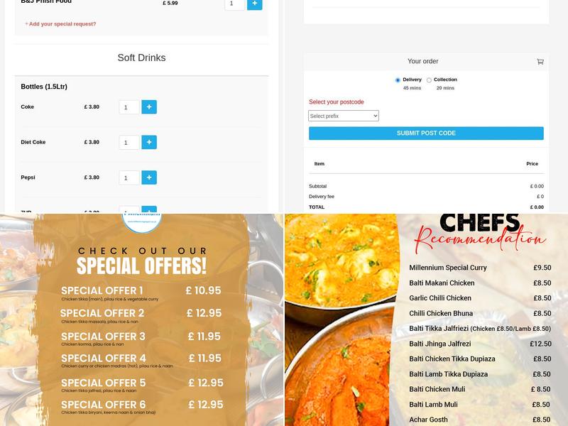 Millennium Balti House & Indian Takeaway Menu