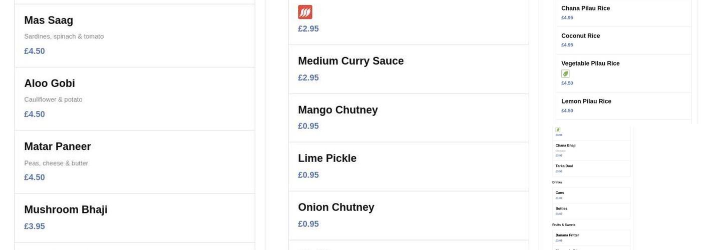 Curry Garden Menu