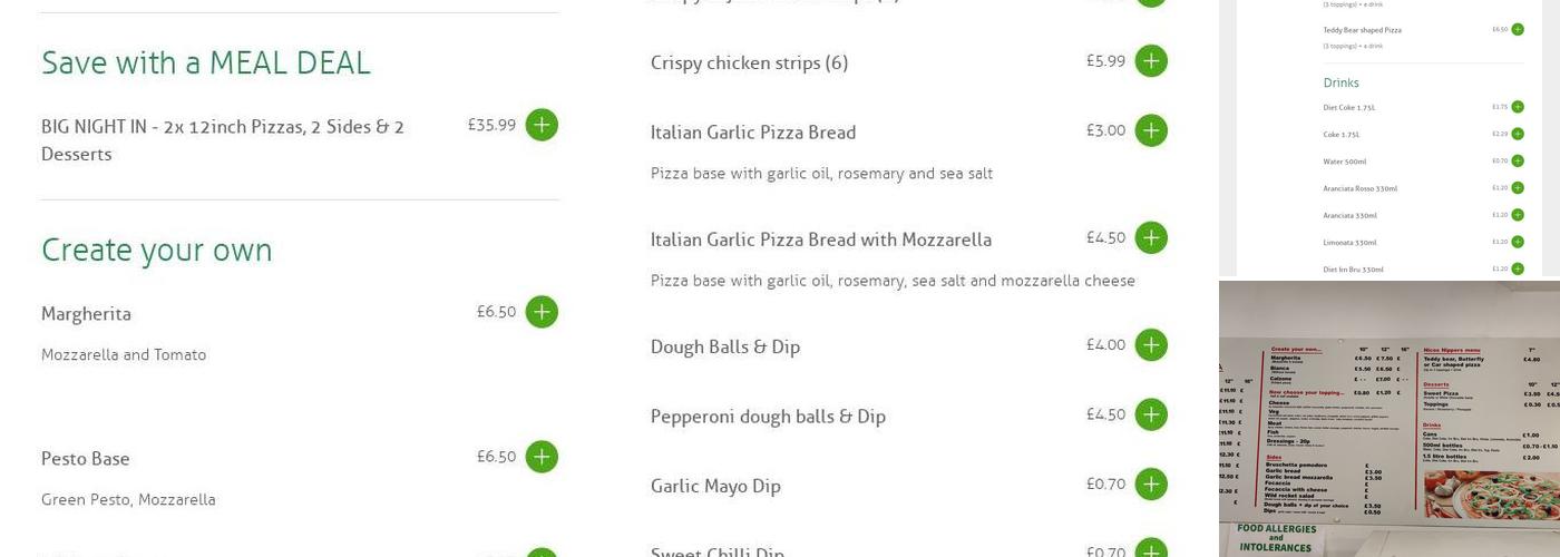 Nicos Pizzeria Gourock Menu