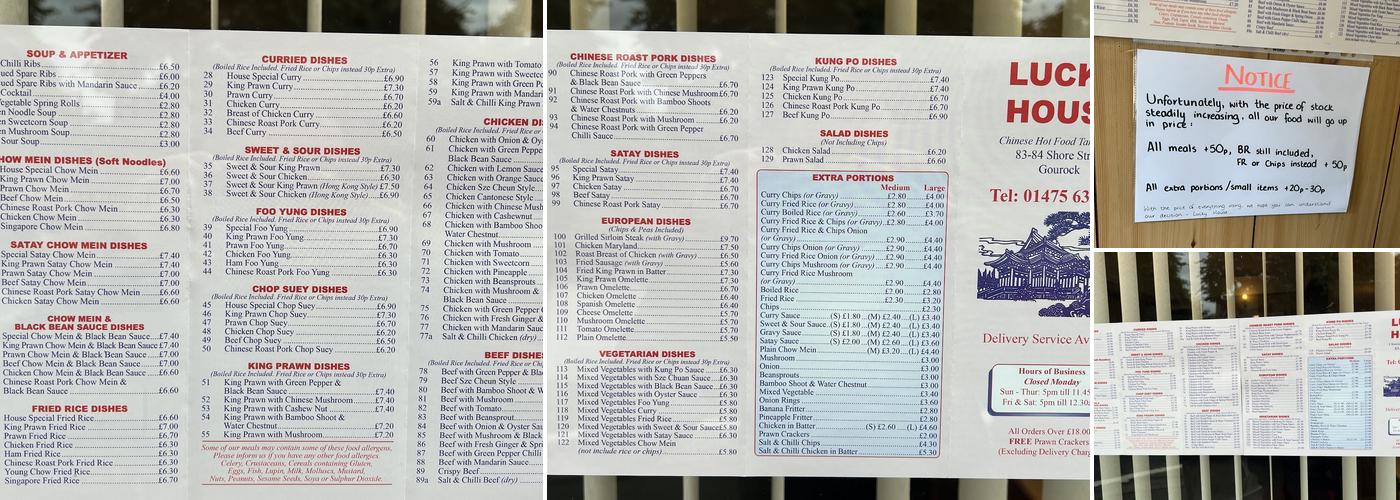 Lucky House Menu